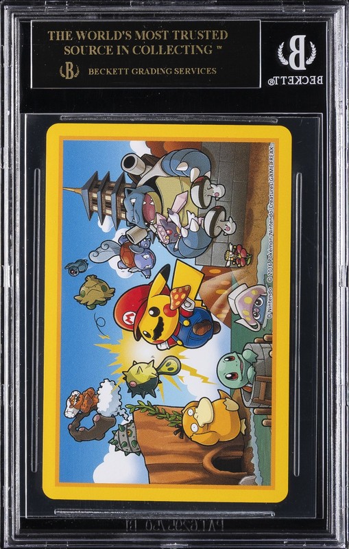 2016 MARIO PIKACHU PLAYING CARDS POKEMON CENTER 4 OF SPADES BGS 10 BLACK LABEL view 2