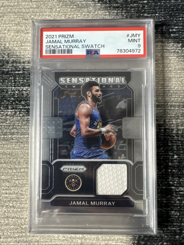 PSA 9 Jamal Murray GAME WORN Patch 2021 Prizm Jersey USED Sensational Swatches