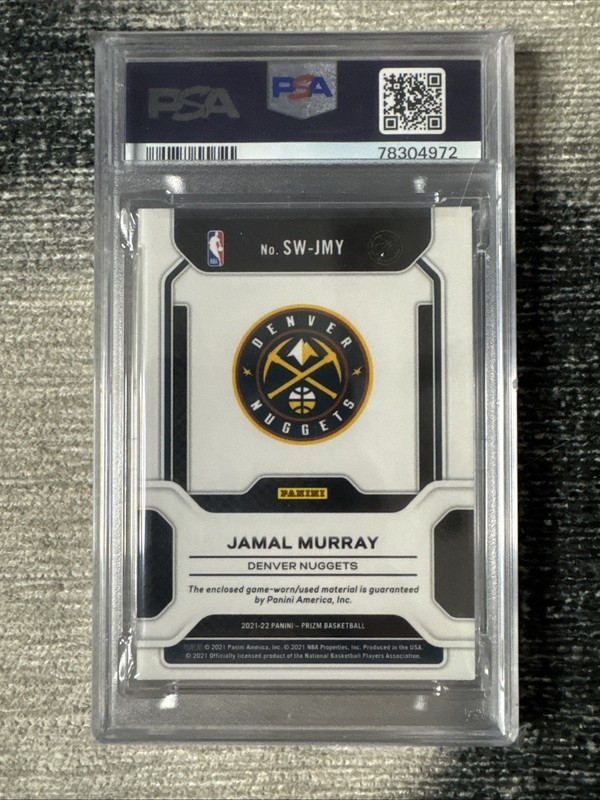 PSA 9 Jamal Murray GAME WORN Patch 2021 Prizm Jersey USED Sensational Swatches view 2