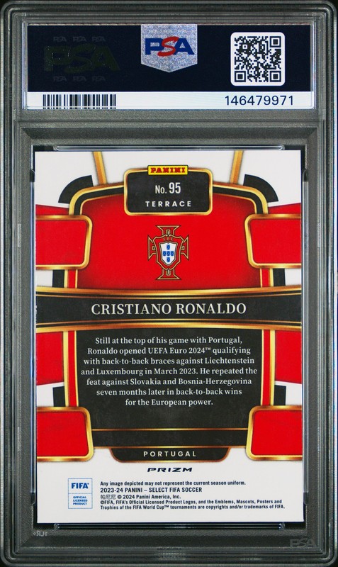 2023-24 PANINI SELECT FIFA SILVER #95 CRISTIANO RONALDO PSA 10 view 2