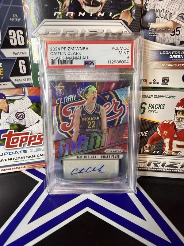 Panini 2024 Prizm WNBA Clark-Mania! Caitlin Clark Rookie Auto #CLMCC /35 PSA 9