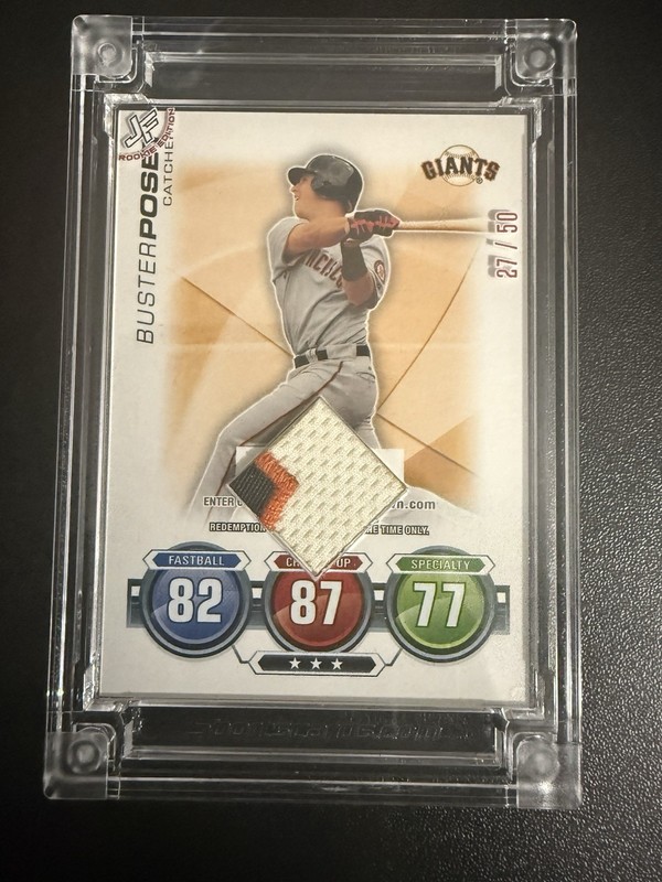 BUSTER POSEY SEPT. 30 2017 SAN FRANCISCO GIANTS GAME USED JERSEY CARD RC /50