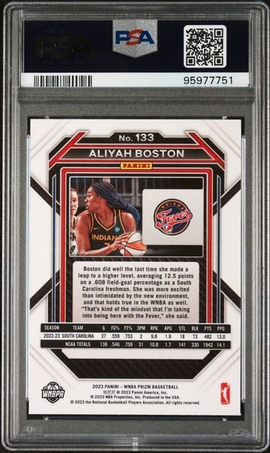 ALIYAH BOSTON 2023 PANINI PRIZM WNBA #133 - Fever - PSA 10 view 2