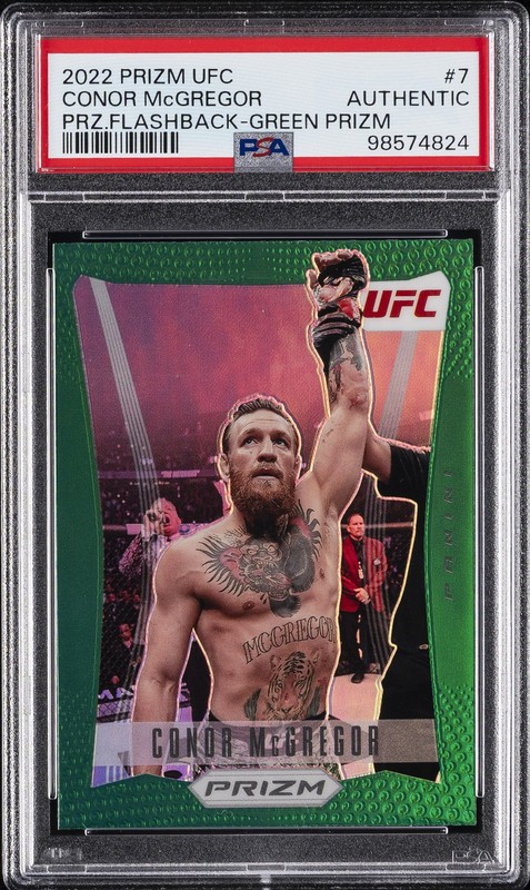 2022 PANINI PRIZM UFC PRIZM FLASHBACK GREEN PRIZM CONOR MCGREGOR PSA AUTHENTIC