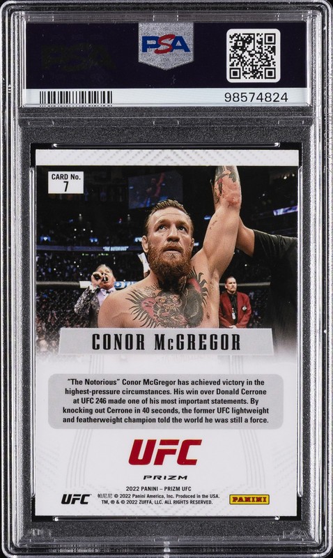 2022 PANINI PRIZM UFC PRIZM FLASHBACK GREEN PRIZM CONOR MCGREGOR PSA AUTHENTIC view 2