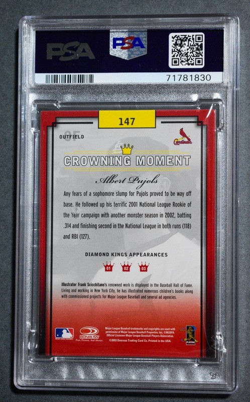ALBERT PUJOLS 2003 Donruss Diamond Kings #147 Framed Portrait Bronze PSA 10 GEM view 2