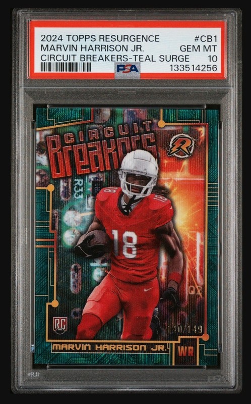 2024 Topps Resurgence -Cir Breakers Marvin Harrison Jr. Teal Surge Refrac PSA 10