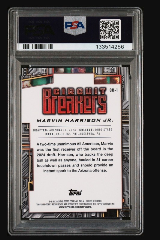 2024 Topps Resurgence -Cir Breakers Marvin Harrison Jr. Teal Surge Refrac PSA 10 view 2