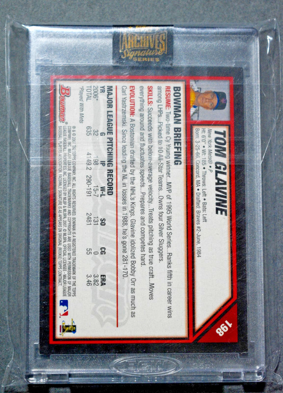 2021 Topps Archives Signature Series Tom Glavine 1/1 Auto Bowman Mets view 2