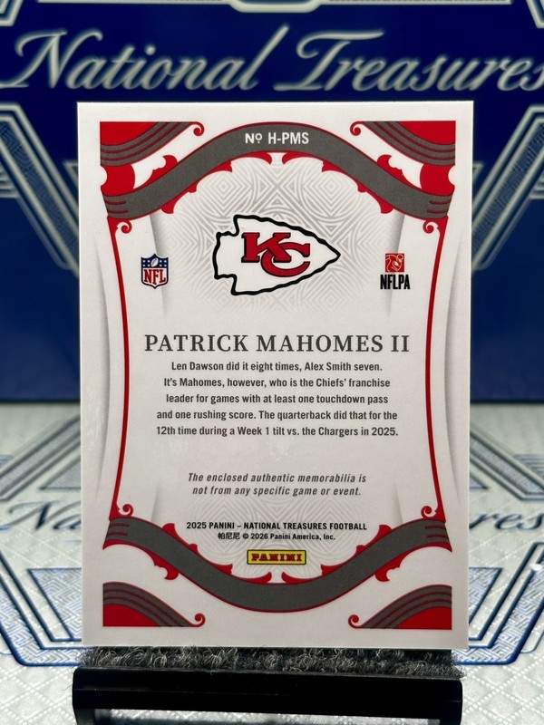 2025 National Treasures Patrick Mahomes II Heirlooms MEM,SSP/49🏆🏆🏆Chiefs QB🔥 view 2