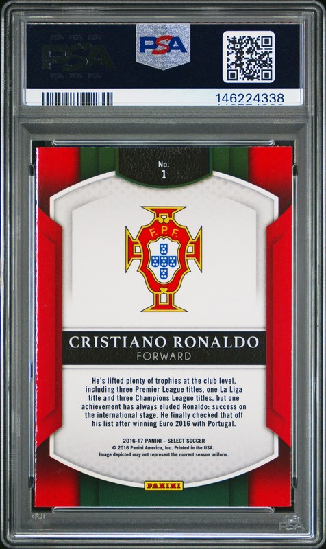 2016 PANINI SELECT MULTI-COLOR PRIZM #1 CRISTIANO RONALDO PSA 10 view 2