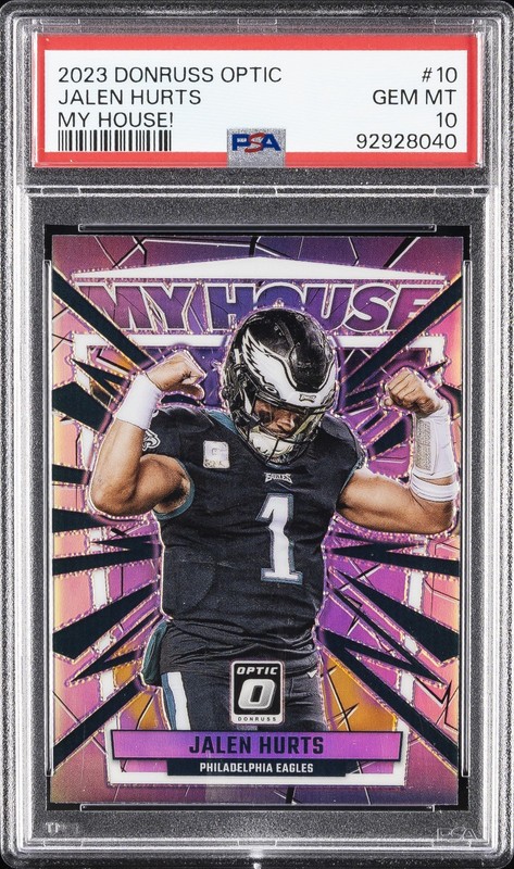 2023 PANINI DONRUSS OPTIC MY HOUSE! #10 JALEN HURTS PSA 10