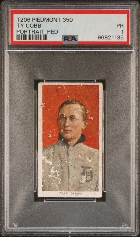 1909-11 T206 PIEDMONT 350 PORTRAIT-RED TY COBB PSA 1