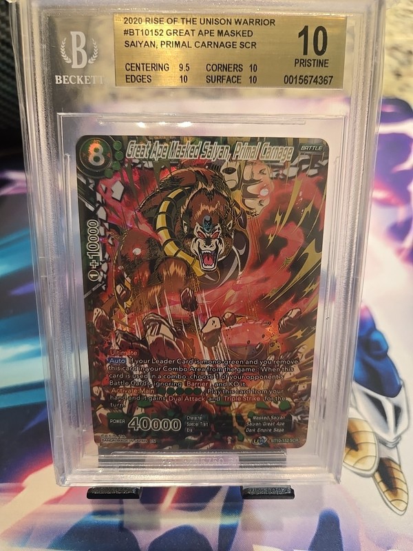 BGS 10 Dragon Ball Super Card Great Ape Masked Saiyan Primal Carnage PSA