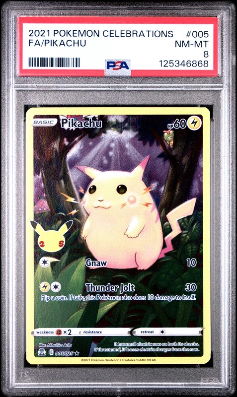 2021 POKEMON CELEBRATIONS #005 FULL ART/PIKACHU PSA 8
