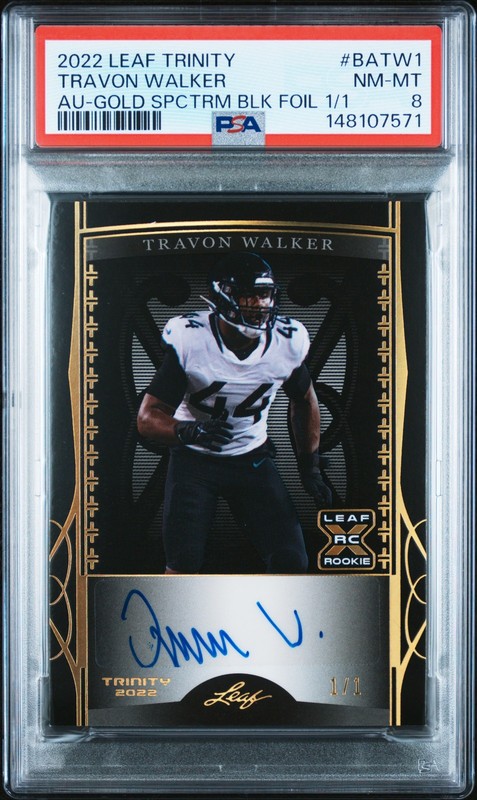 2022 LEAF TRINITY AUTOS GOLD SPCTRM BLACK FOIL 1/1 TRAVON WALKER 1/1 PSA 8