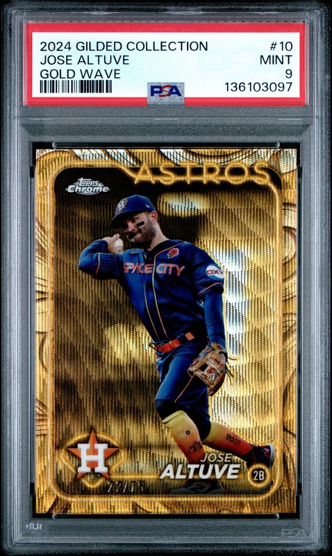 2024 TOPPS GILDED COLL GOLD WAVE #10 JOSE ALTUVE 22/75 PSA 9
