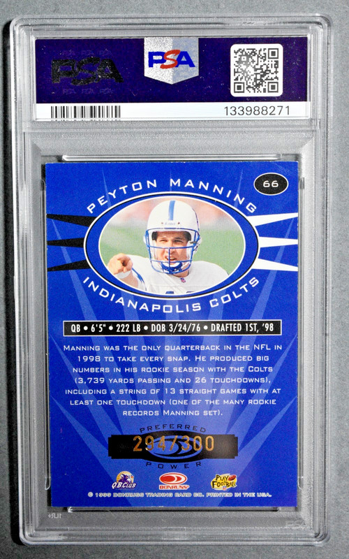 1999 Donruss Preferred PEYTON MANNING Power /300 PSA 8 view 2