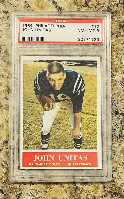 1964 Philadelphia #12 Johnny Unitas Colts HOF Louisville PSA 8 - NM/MT