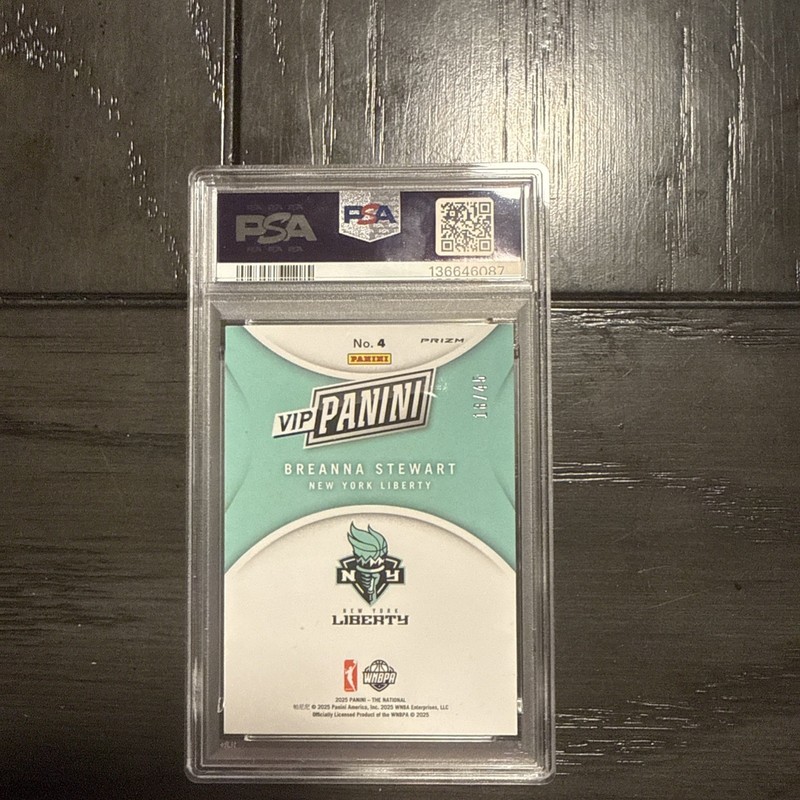 2025 Panini NSCC VIP Gold National Sparkle Breanna Stewart PSA 9 ! Liberty /45 view 2