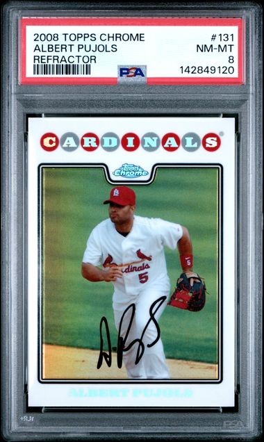 2008 Topps Chrome Refractor #131 Albert Pujols Cardinals PSA 8 POP 9 Low Pop