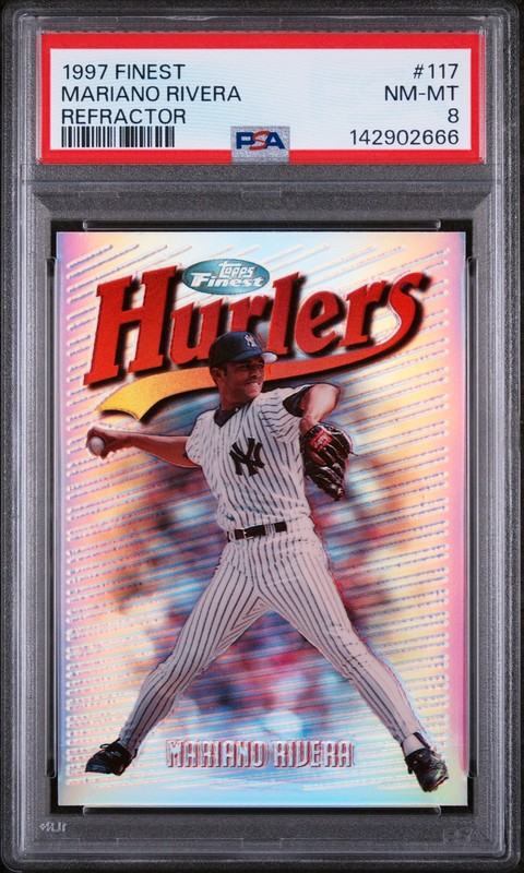 1997 FINEST REFRACTOR #117 MARIANO RIVERA PSA 8