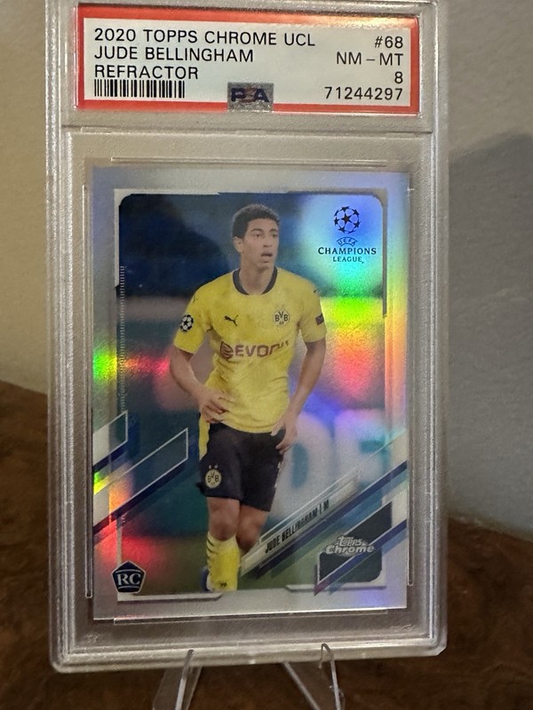 Topps Chrome UCL 2020-21 Jude Bellingham #68 Refractor Rookie PSA 8 Dortmund