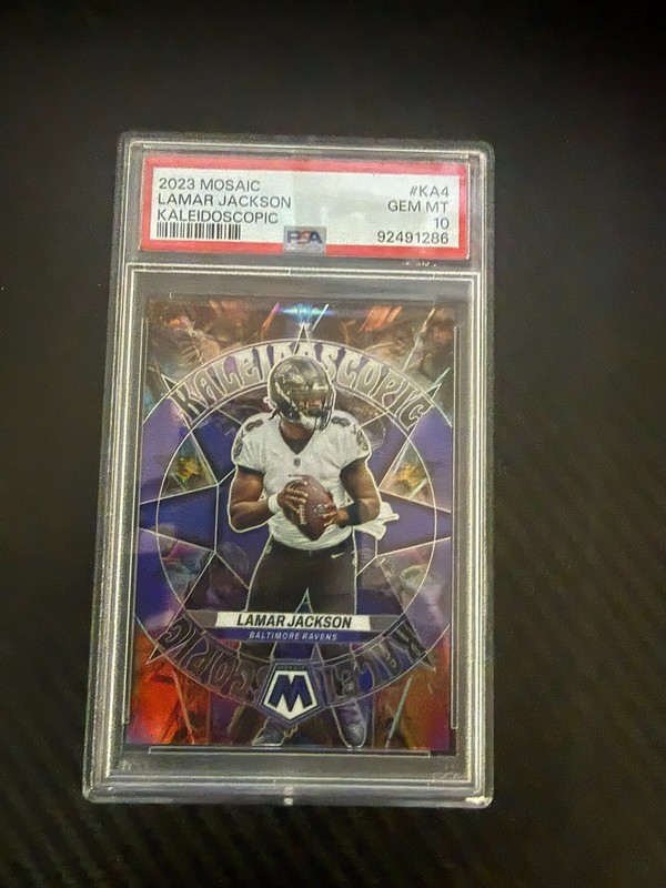 2023 Mosaic #KA4 Lamar Jackson Kaleidoscopic PSA 10 view 1