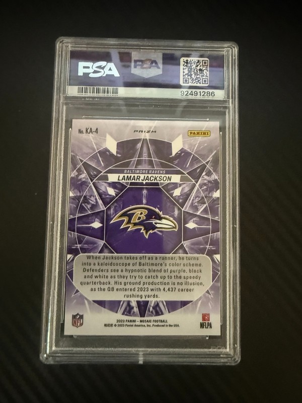 2023 Mosaic #KA4 Lamar Jackson Kaleidoscopic PSA 10 view 2