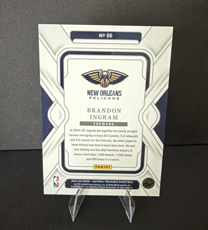 2024-25 Panini National Treasures Brandon Ingram #66 Platinum 1/1 One of One view 2