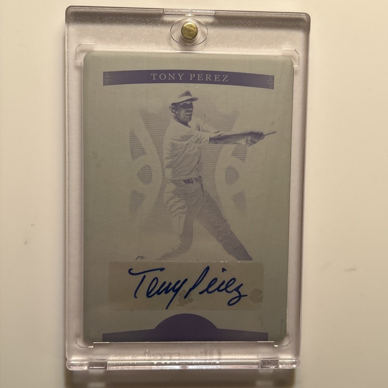 Tony Perez 2022 Leaf Trinity Baseball Auto 1/1 Black Printing Plate Reds HOF’er
