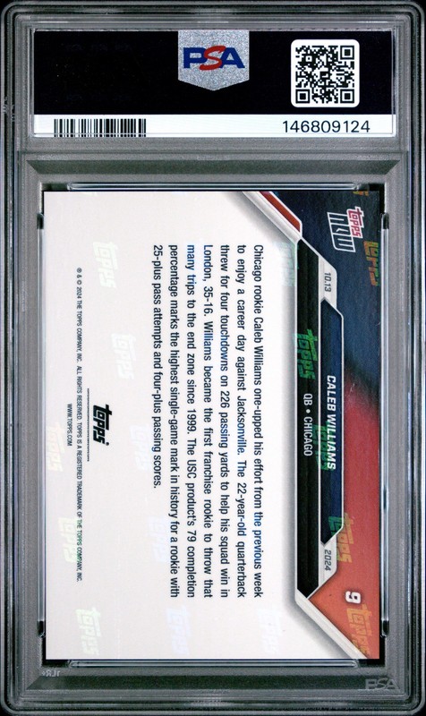 2024 TOPPS NOW #9 CALEB WILLIAMS PSA 9 view 2