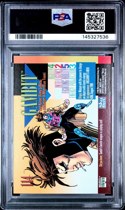 1993 MARVEL UNIVERSE #114 GAMBIT PSA 9 view 2