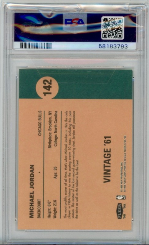 1998-99 Fleer Tradition, Vintage '61,  Michael Jordan #142, PSA 9,  Investment ! view 2