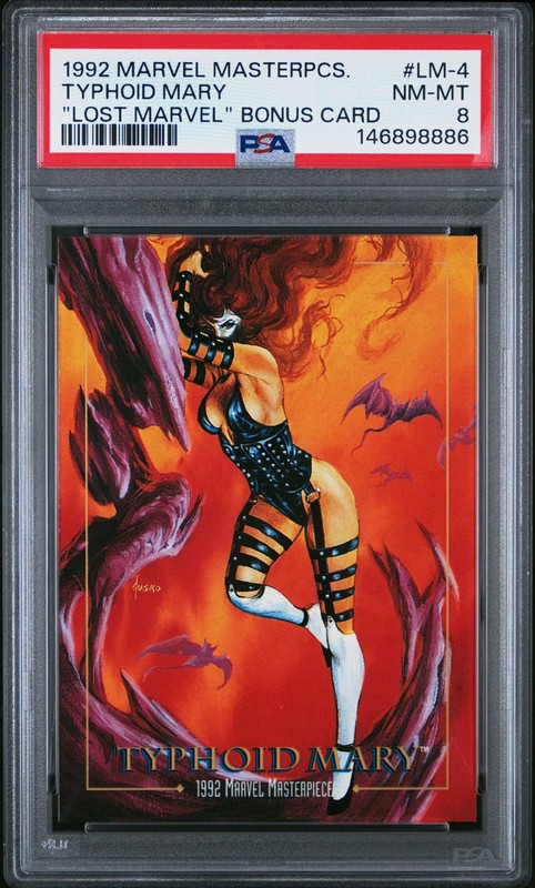1992 MARVEL MASTERPIECES LOST MARVEL BONUS CARD #LM-4 TYPHOID MARY PSA 8