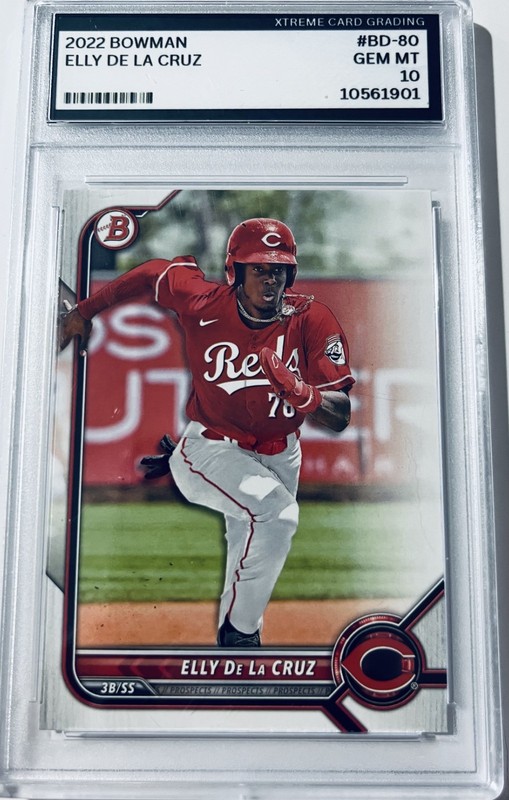 Elly De La Cruz Graded Gem Mint 10. 2022 Bowman #BD-80 view 1