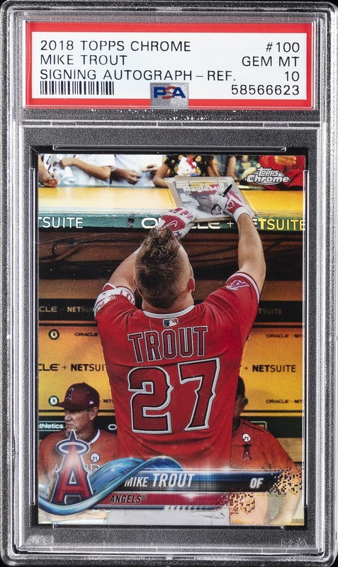 2018 TOPPS CHROME SIGNING AUTO-REFRACTOR #100 MIKE TROUT PSA 10
