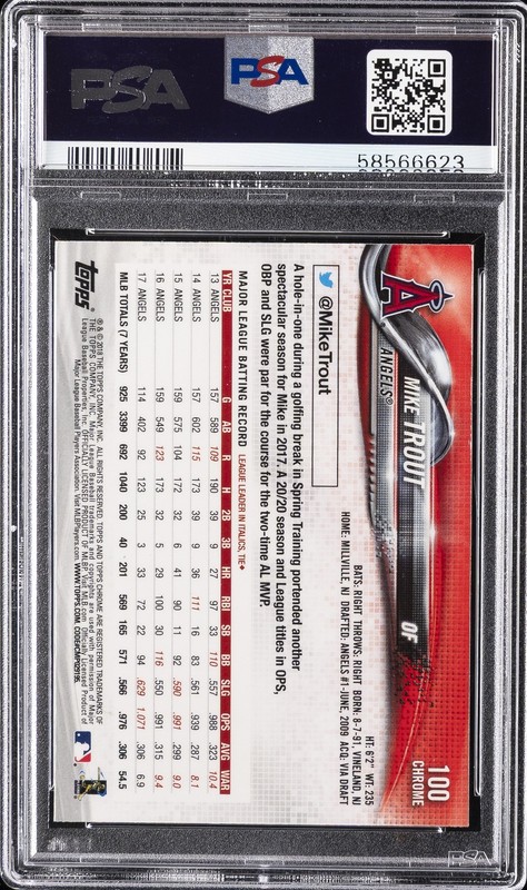 2018 TOPPS CHROME SIGNING AUTO-REFRACTOR #100 MIKE TROUT PSA 10 view 2