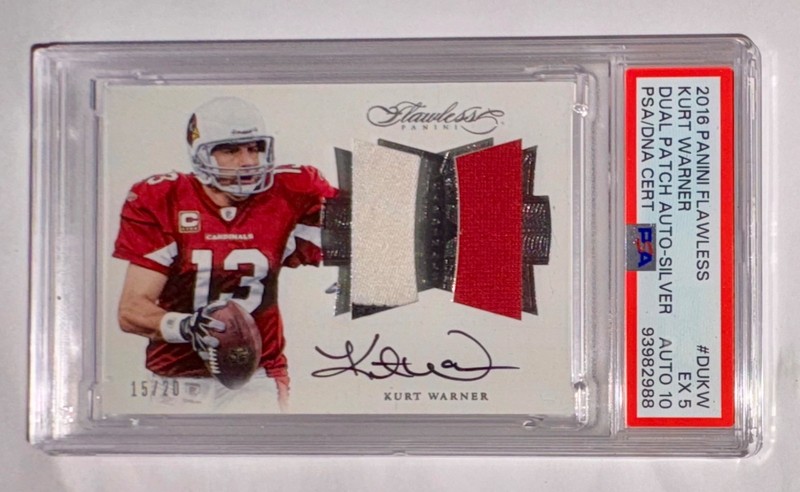 2016 Panini Flawless Kurt Warner AUTO/Game-Worn/Used GU Patch Relic /20 PSA