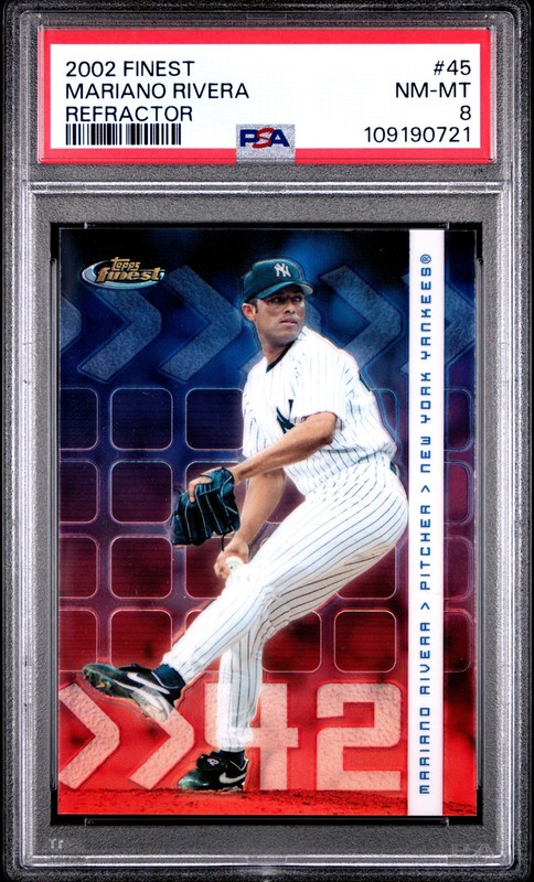 2002 TOPPS FINEST REFRACTOR #45 MARIANO RIVERA 108/499 PSA 8