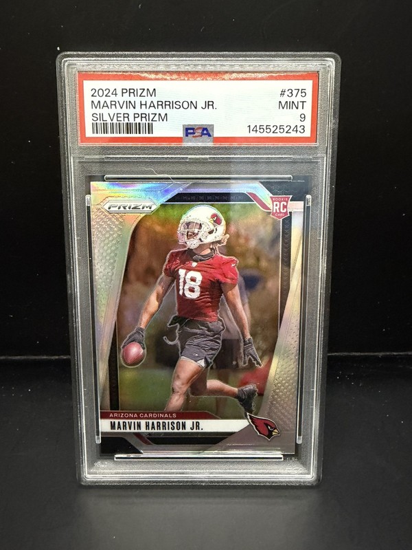 2024 Prizm #375 - Marvin Harrison Jr. - RC Silver Prizm - Cardinals - PSA 9
