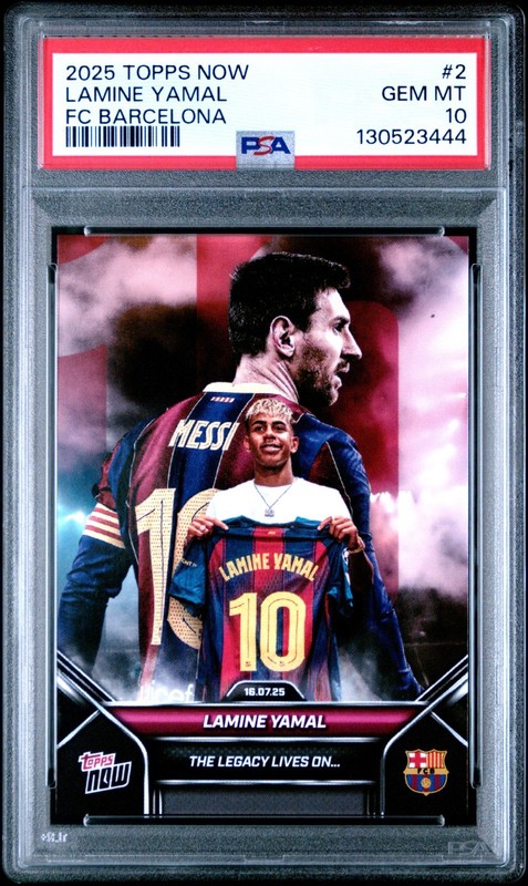 2025 Topps Now Lamine Yamal/Lionel Messi #2 FC Barcelona PSA 10