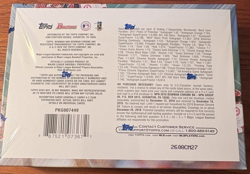 2018 Bowman Chrome Baseball HTA Choice Factory Sealed Box 3 Autos view 2