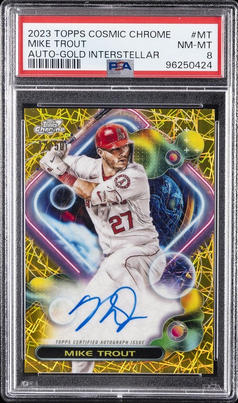 2023 TOPPS COSMIC CHROME COSMIC CHROME AUTO #MT MIKE TROUT 12/50 PSA 8