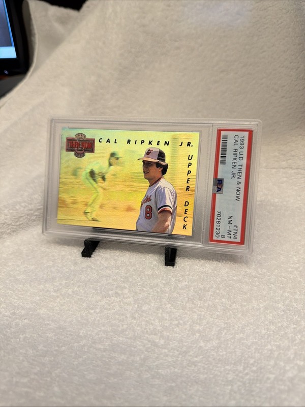 CAL RIPKEN JR.~RARE 1993 UPPER DECK THEN & NOW HOLOGRAM PSA-8 MINT #TN4 view 1