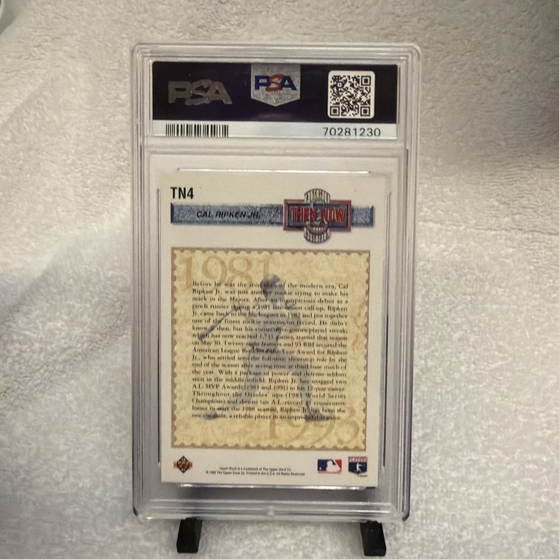 CAL RIPKEN JR.~RARE 1993 UPPER DECK THEN & NOW HOLOGRAM PSA-8 MINT #TN4 view 2