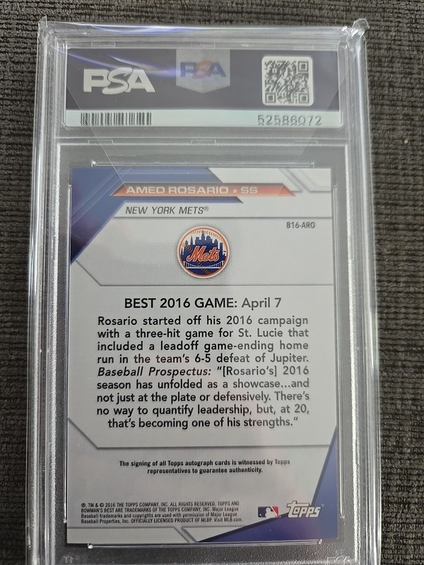 2016 Bowman's Best of Atomic Refractor #23/25 Amed Rosario Auto PSA 9 view 2
