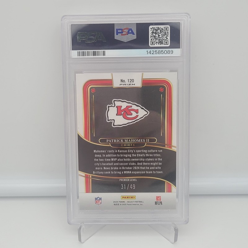 2024 Panini Select Patrick Mahomes II #120 Red Disco #31/49 PSA 8 view 2