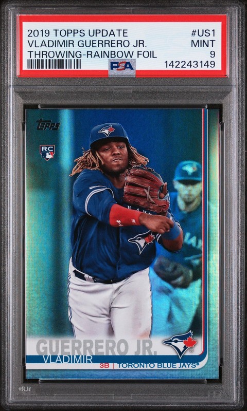 2019 TOPPS UPDATE THROWING-RAINBOW FOIL VLADIMIR GUERRERO JR. ROOKIE RC PSA 9