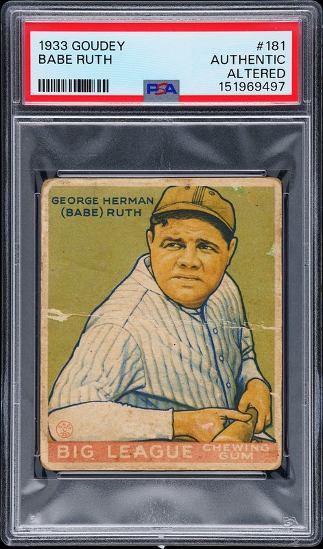 1933 GOUDEY #181 BABE RUTH PSA AUTHENTIC ALTERED